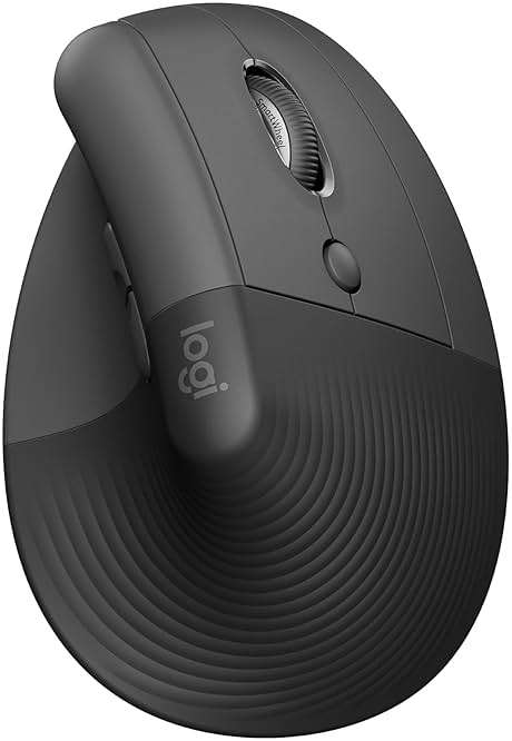 Logitech Lift Vertical Ergonomic Mouse, Wireless, Bluetooth or Logi Bolt USB Receiver, Quiet clicks, 6 Buttons, Compatible with Windows/macOS/iPadOS, Laptop, PC - Graphite - Image 1