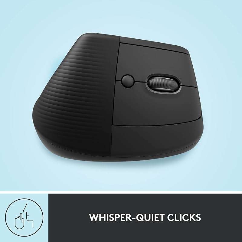 Logitech Lift Vertical Ergonomic Mouse, Wireless, Bluetooth or Logi Bolt USB Receiver, Quiet clicks, 6 Buttons, Compatible with Windows/macOS/iPadOS, Laptop, PC - Graphite - Image 7