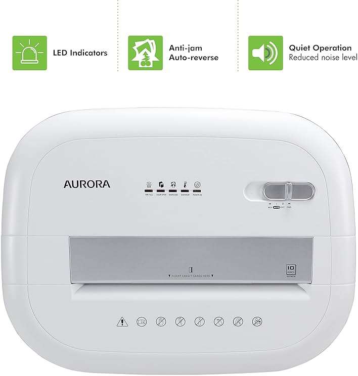 Aurora Professional Grade 10-Sheet High Security Micro-Cut Paper and Credit Card Shredder/ 60 Minutes/Security Level P-5, White - Image 5