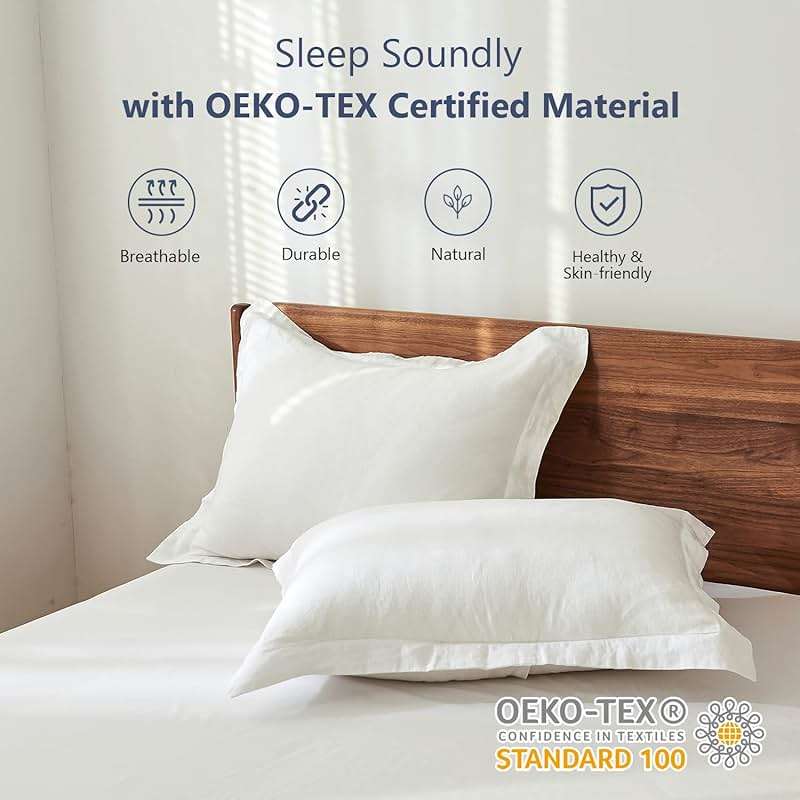 Simple&Opulence 100% Linen Pillow Case King Size Set of 2, White Pillow Covers with Overlap Closure, Luxury Breathable Pillowcases Protectors Suitable for All-Season (20" X 36", White) - Image 2