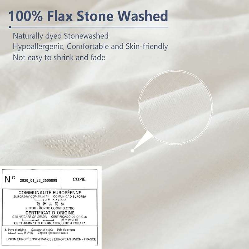 Simple&Opulence 100% Linen Pillow Case King Size Set of 2, White Pillow Covers with Overlap Closure, Luxury Breathable Pillowcases Protectors Suitable for All-Season (20" X 36", White) - Image 3