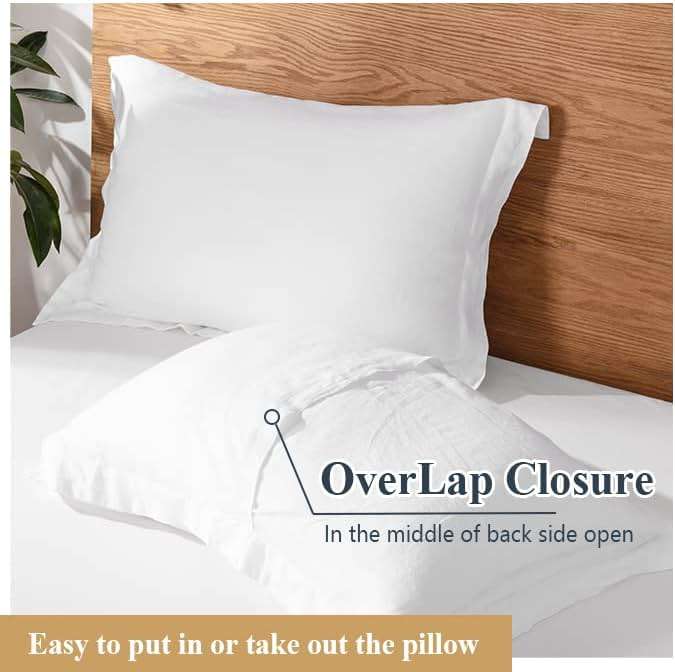 Simple&Opulence 100% Linen Pillow Case King Size Set of 2, White Pillow Covers with Overlap Closure, Luxury Breathable Pillowcases Protectors Suitable for All-Season (20" X 36", White) - Image 4