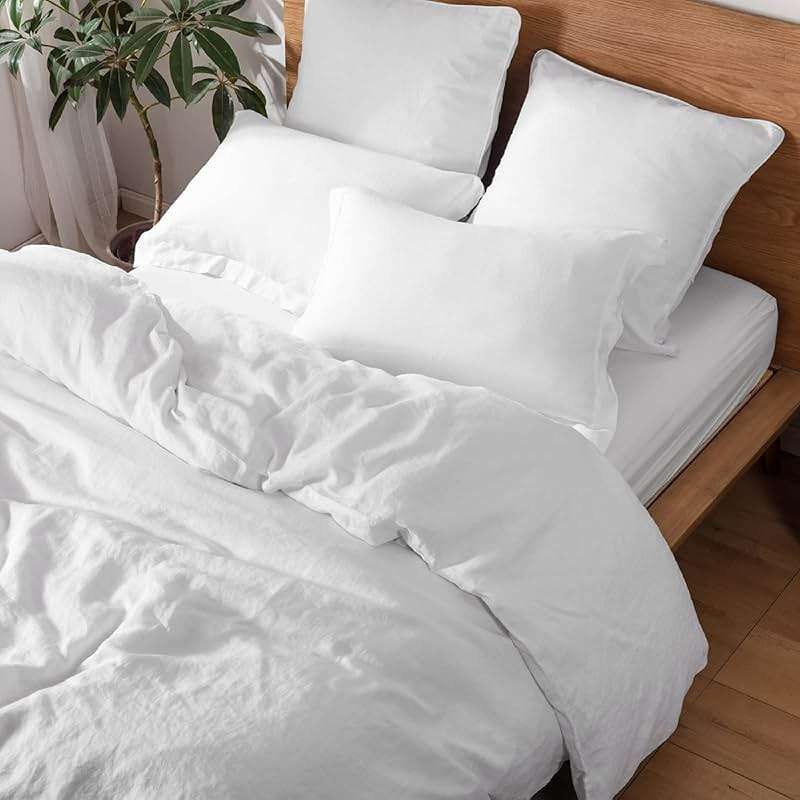 Simple&Opulence 100% Linen Pillow Case King Size Set of 2, White Pillow Covers with Overlap Closure, Luxury Breathable Pillowcases Protectors Suitable for All-Season (20" X 36", White) - Image 6