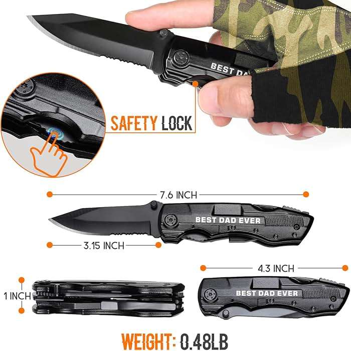 Gift for Dad, Multitool Knife BEST DAD EVER for Camping, Fathers Day Christmas Unique Dad Gifts, Dads Birthday Gift from Daughter Son, Christmas Ideal Presents for Dads, Gadget Present for Father - Image 3
