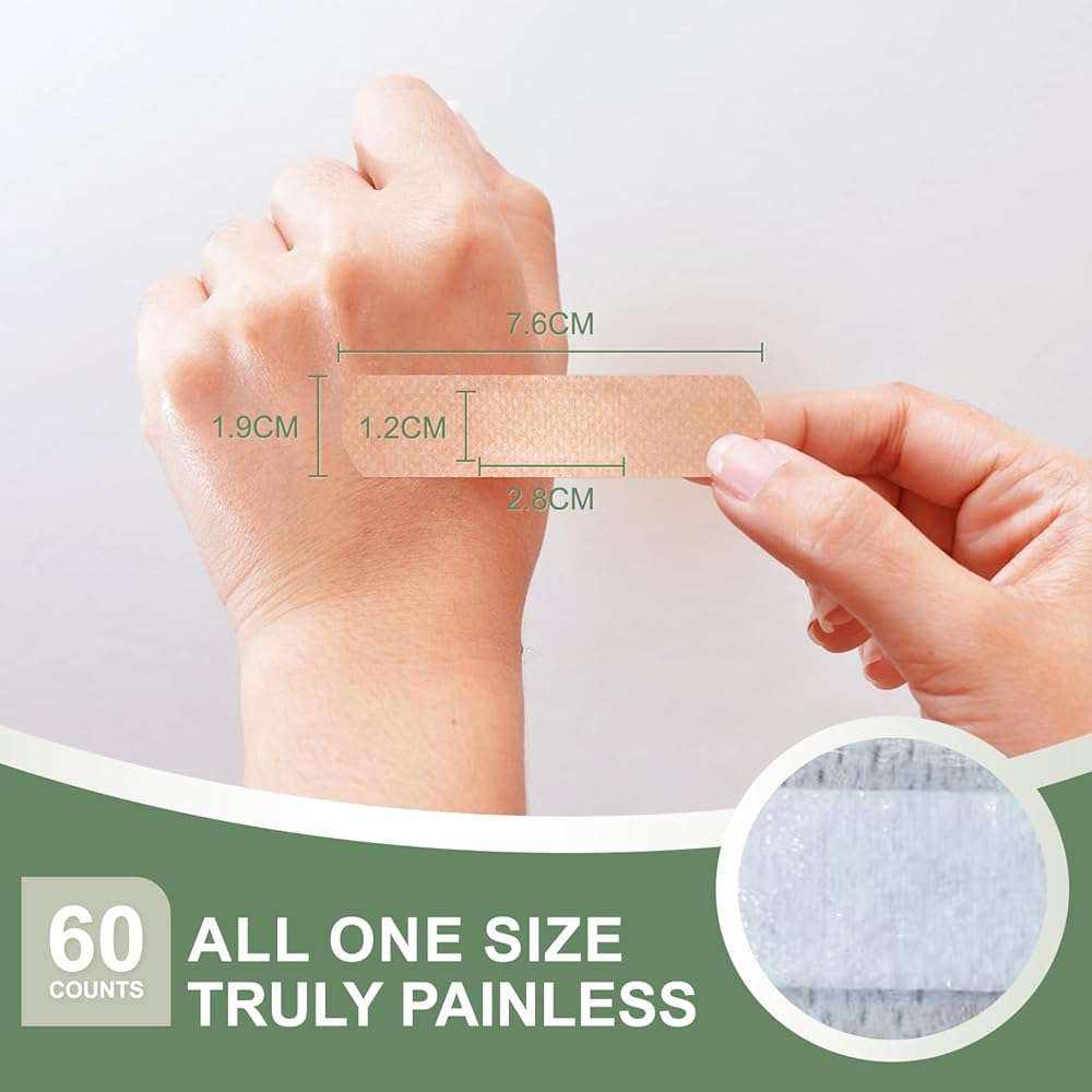 Hysimedy Silicone Bandages for Sensitive Fragile Skin 3/4"x3" 60 Count Flexible Fabric Latex Free Hypoallergenic Breathable Small Bandages for Wounds Easy Painless Removal for Geriatric and Children - Image 2