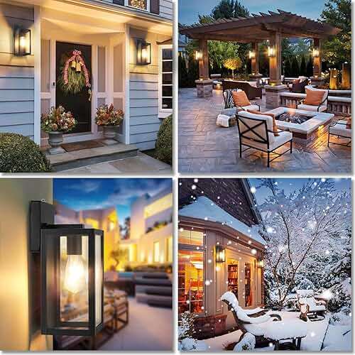 BesLowe 2-Pack Dusk to Dawn Outdoor Wall Lanterns Lights, Matte Black Waterproof Exterior Sconces with Clear Glass, Anti-Rust Outdoor Light Fixtures Outside Lights for House, Porch, Garage, Doorway - Image 7