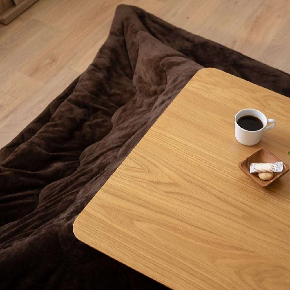EMOOR Boa Fleece Kotatsu Futon Comforter, Heat-Retention-Plus, Soft & Silky Touch Blanket Throw, Square 75x75in, Brown - Image 5