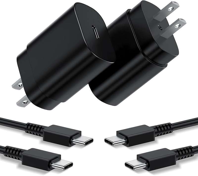 Type C Charger, 2Pack 25W PD USBC Wall Charger Super Fast Charging Block & 6ft Android Phone Cable Cord for Samsung Galaxy S26 S25 S24 S23 S22 S21 S20 (Plus/Ultra)/Note 20 10 9 8/ S10 S9 S8 Galaxy Tab - Image 1