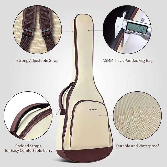 Lankro 38 in Guitar Acoustic Guitar Beginner kit Adult Cutaway Acoustic Guitar Guitarras Starter Set Bundle with Padded Gig Bag, Strap, Capo, Strings, Picks - Image 4