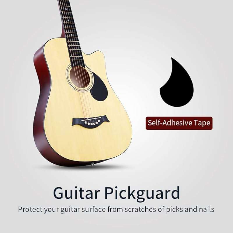 Lankro 38 in Guitar Acoustic Guitar Beginner kit Adult Cutaway Acoustic Guitar Guitarras Starter Set Bundle with Padded Gig Bag, Strap, Capo, Strings, Picks - Image 5