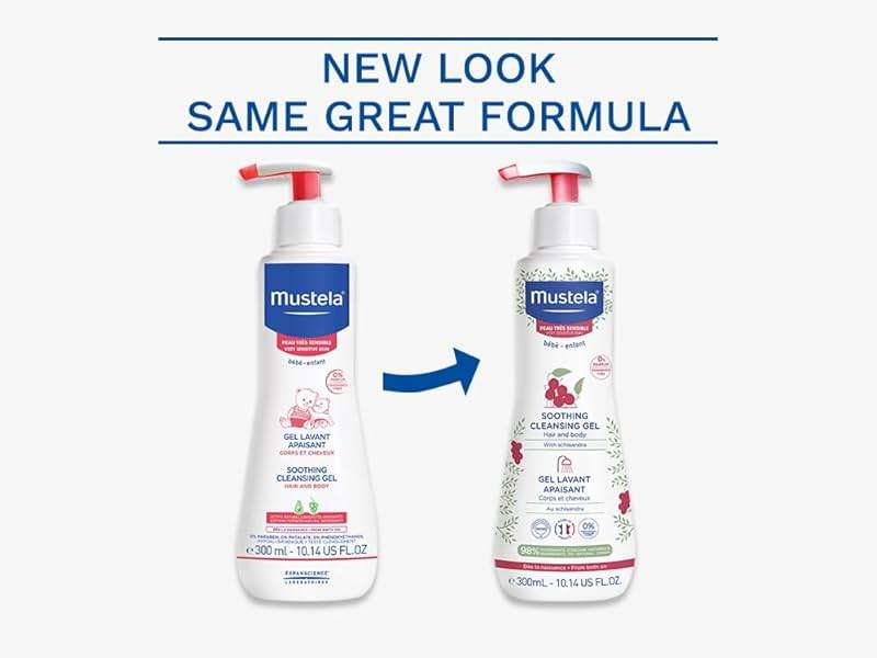 Mustela Baby Soothing Cleansing Gel - Fragrance-Free Hair & Body Wash for Very Sensitive Skin - with Natural Avocado Perseose & Schizandra Berry - 10.14 fl. oz. - Image 3