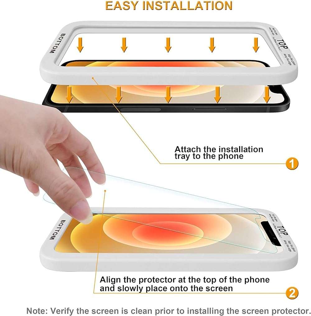 Supershieldz (2 Pack) Designed for iPhone 17e, 16e, 14, 13, 13 Pro (6.1 inch) Tempered Glass Screen Protector with (Easy Installation Tray) Anti Scratch, Bubble Free - Image 2