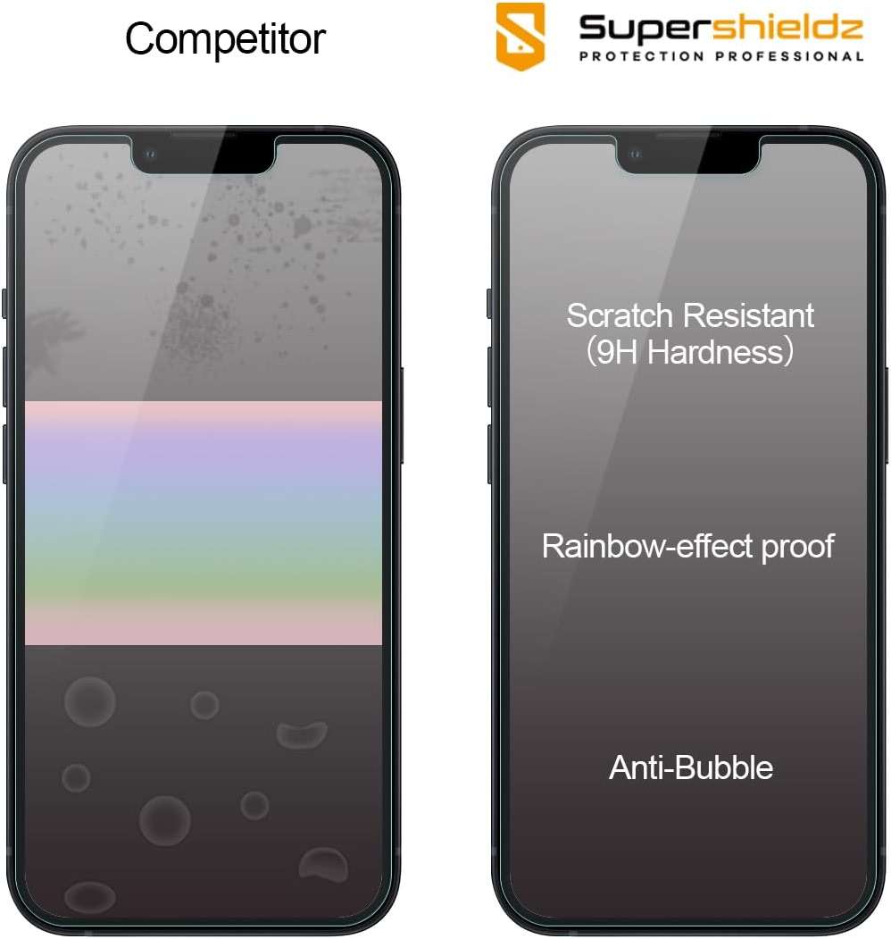 Supershieldz (2 Pack) Designed for iPhone 17e, 16e, 14, 13, 13 Pro (6.1 inch) Tempered Glass Screen Protector with (Easy Installation Tray) Anti Scratch, Bubble Free - Image 3