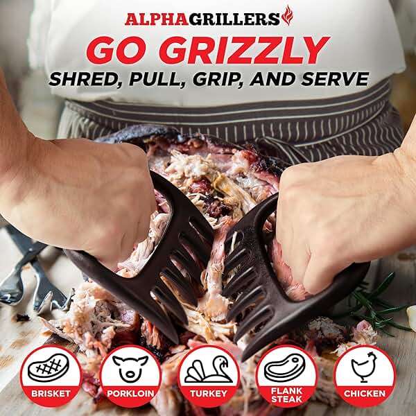 Alpha Grillers Meat Shredder Claws - Grilling Accessories Fathers Day Gift for Dad - BBQ Bear Claws Puller for Shredding Pulled Pork Chicken Smoker Grilling Gifts for Men Him Husband Boyfriend - Image 2