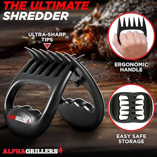 Alpha Grillers Meat Shredder Claws - Grilling Accessories Fathers Day Gift for Dad - BBQ Bear Claws Puller for Shredding Pulled Pork Chicken Smoker Grilling Gifts for Men Him Husband Boyfriend - Image 3
