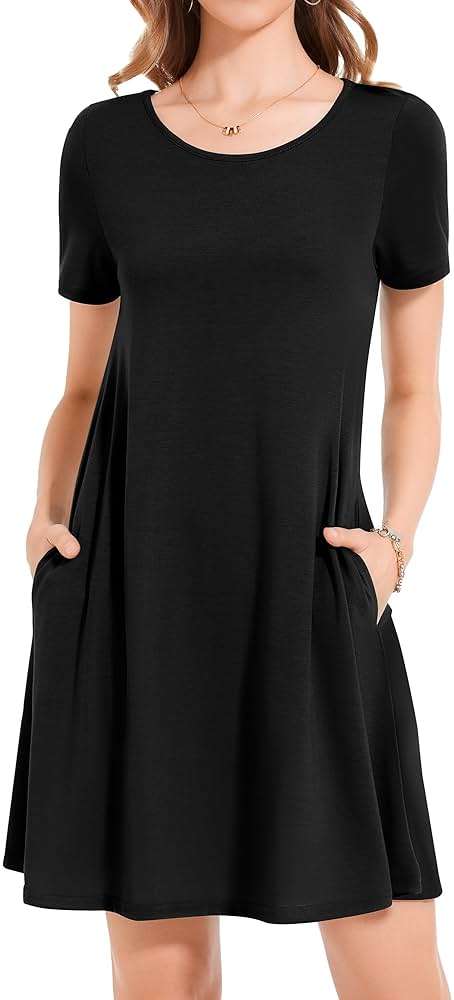 Womens Summer Dresses Beach Casual Loose Tshirt Floral Short Sleeve Flowy Pockets Sundresses 2026 - Image 3
