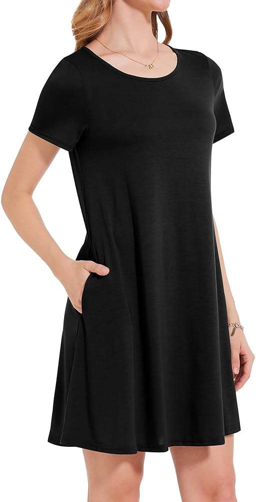 Womens Summer Dresses Beach Casual Loose Tshirt Floral Short Sleeve Flowy Pockets Sundresses 2026 - Image 5