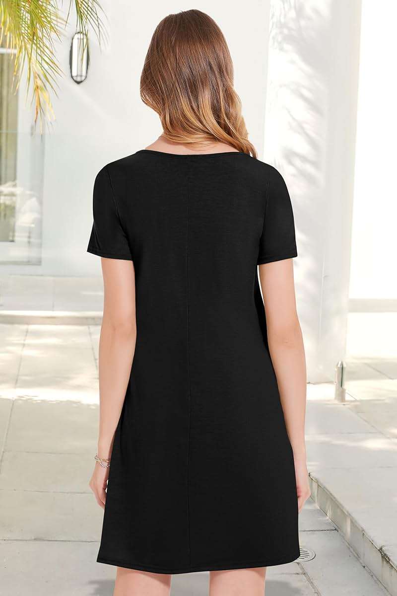 Womens Summer Dresses Beach Casual Loose Tshirt Floral Short Sleeve Flowy Pockets Sundresses 2026 - Image 7