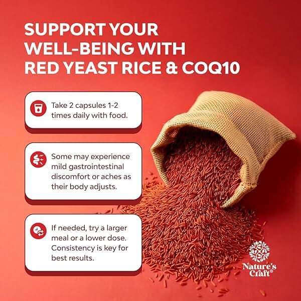 Natures Craft Red Yeast Rice with CoQ10 Supplement - Advanced Healthy Heart & Healthy Cholesterol Levels Formula for Men & Women - Red Yeast Rice Capsules with 1200 mg per Serving and CoQ10-120 Count - Image 3