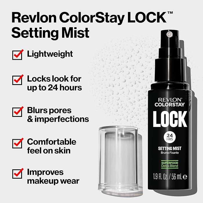 Revlon Colorstay 24 Hr Lock Setting Mist, Keeps Face Makeup from Melting & Fading, Mattifying, Blurring & Oil Absorbing Spray, Transfer-Proof & Mask Friendly, 1.9 fl oz - Image 3