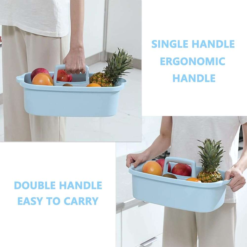Large Cleaning Supplies Caddy Portable Shower Basket Supply Organizer with Handle Plastic Bucket Tool Storage for Bathroom, Bedroom, Kitchen, College Dorm, Garden, Blue - Image 4