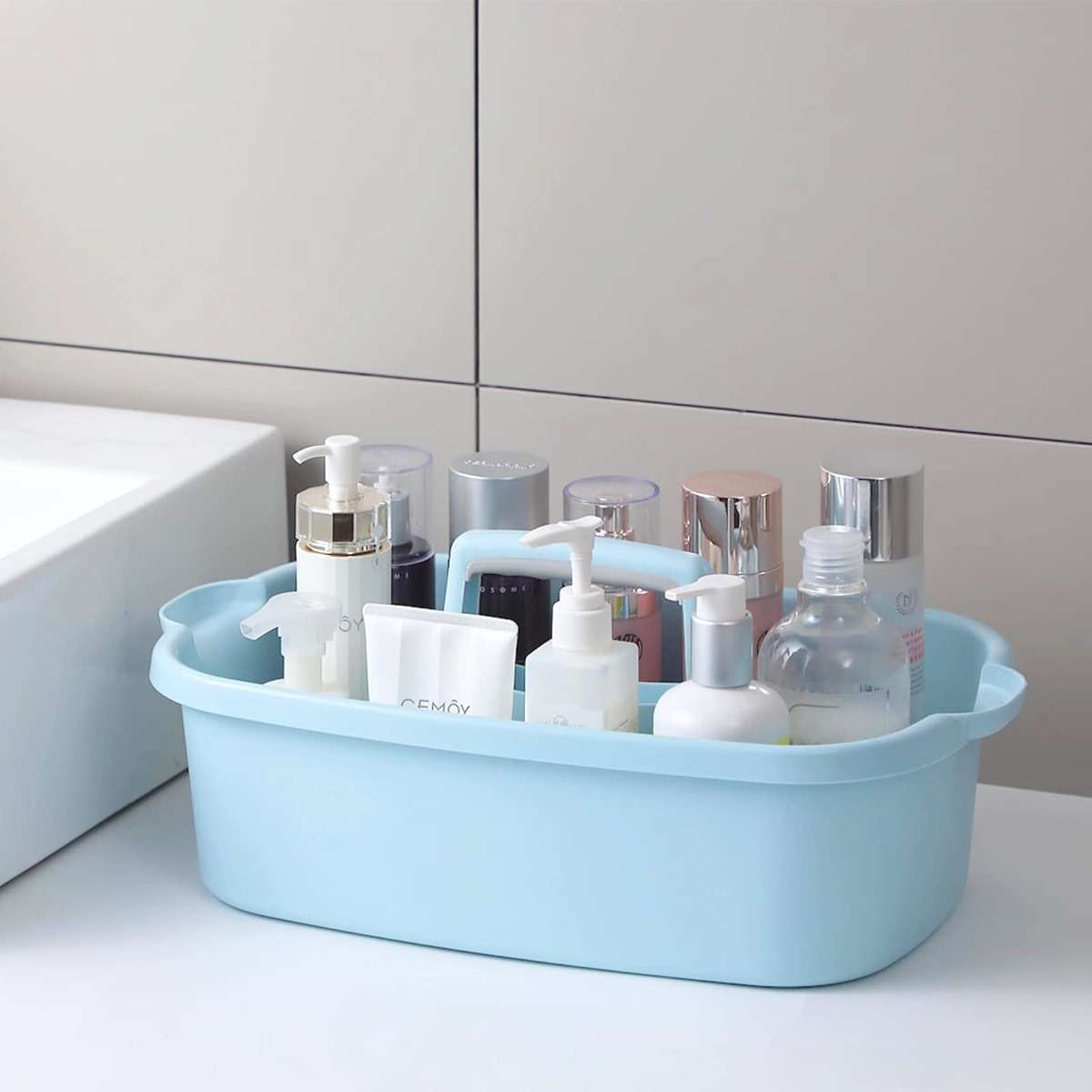 Large Cleaning Supplies Caddy Portable Shower Basket Supply Organizer with Handle Plastic Bucket Tool Storage for Bathroom, Bedroom, Kitchen, College Dorm, Garden, Blue - Image 6