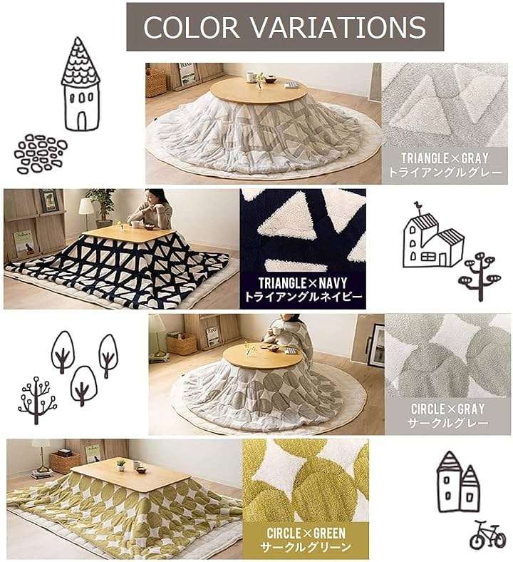 EMOOR Jacquard Boa Fleece Kotatsu Futon Comforter, Soft & Fluff Touch Blanket Throw, Washable, Rectangle 75x91in, Triangle-Navy - Image 7