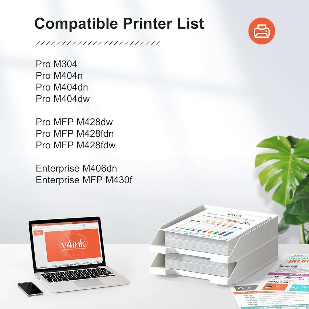 v4ink 58X CF258X High Yield Toner Cartridge Black (with Chip) Compatible Replacement for HP 58X 58A CF258X Toner for HP Pro M404dn M404n M404dw MFP M428fdw M428fdn M428dw M406dn M430f Printer, 2 Pack - Image 2