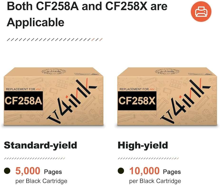 v4ink 58X CF258X High Yield Toner Cartridge Black (with Chip) Compatible Replacement for HP 58X 58A CF258X Toner for HP Pro M404dn M404n M404dw MFP M428fdw M428fdn M428dw M406dn M430f Printer, 2 Pack - Image 5
