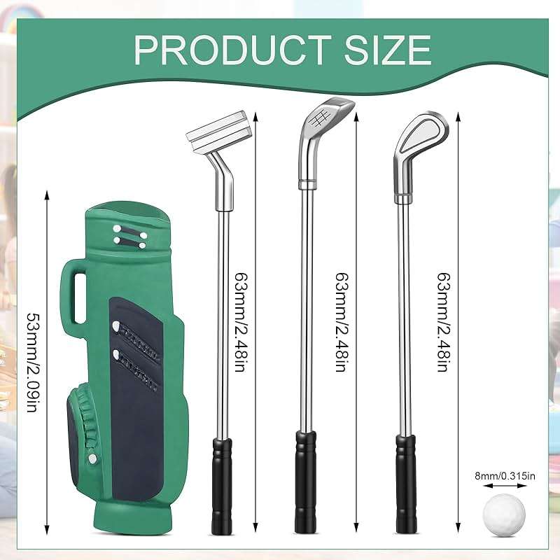 HyDren 3 Set Miniatures Golf Model Set Mini Golf Clubs Toys for Miniature Dollhouse Accessories for 1:12 Scale Dollhouse Decorations Craft Project, 3 Colors - Image 3