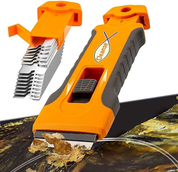 Razor Blade Scraper Tool with 15pcs Extra Blades, Cleaning Razor Scraper for Glass, Glass Top Stove Scraper for Oven Door, Cooktop Scraper, Glass Scraper Cleaning Paint from Glass - Image 1