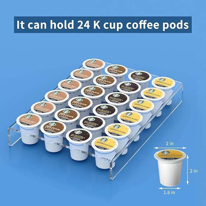 AITEE Acrylic K Cup Drawer Organizer, Clear K Cup Organizer Tray for Drawer or Countertop Storage, Hold 24 Coffee Capsules,K Cup Coffee Pod Holder for Office and Kitchen K Cup Storage (9.6x13.2Inches) - Image 5