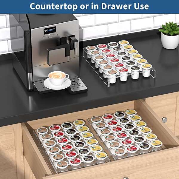AITEE Acrylic K Cup Drawer Organizer, Clear K Cup Organizer Tray for Drawer or Countertop Storage, Hold 24 Coffee Capsules,K Cup Coffee Pod Holder for Office and Kitchen K Cup Storage (9.6x13.2Inches) - Image 6