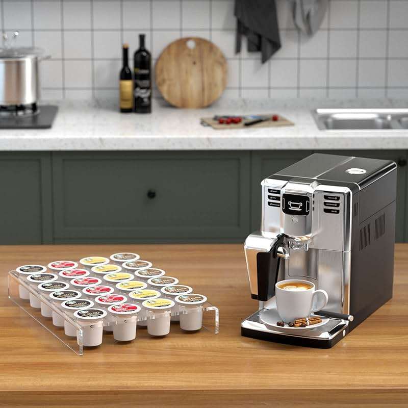 AITEE Acrylic K Cup Drawer Organizer, Clear K Cup Organizer Tray for Drawer or Countertop Storage, Hold 24 Coffee Capsules,K Cup Coffee Pod Holder for Office and Kitchen K Cup Storage (9.6x13.2Inches) - Image 7