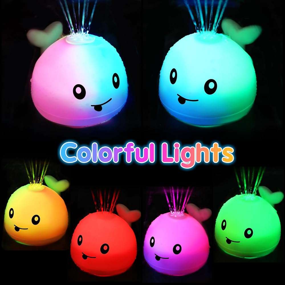 Gigilli Baby Bath Toys, Light up Bath Toys for Kids Ages 1-3, Pool Water Toys 1 Year Old Boys Girls Gifts, 6-12-18 Months Baby Whale Bath Toy Sprinkler, Toddler Fountain Bathtub Water Table Toy - Image 4