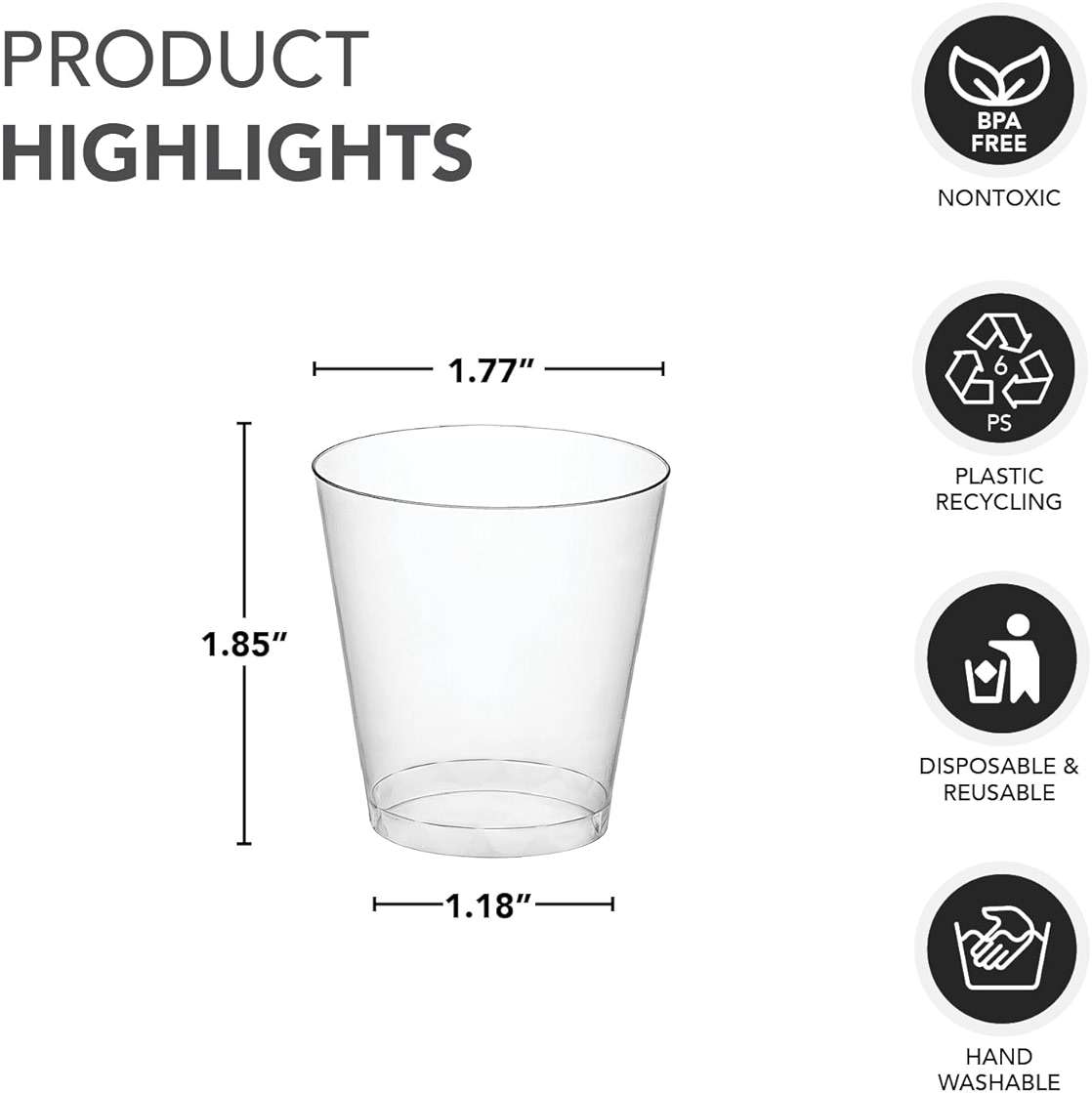 Party Essentials Disposable Hard Plastic Shot Shooter Glasses/Tasting Cups, 200-Count, 1.5-Ounce Clear - Image 3