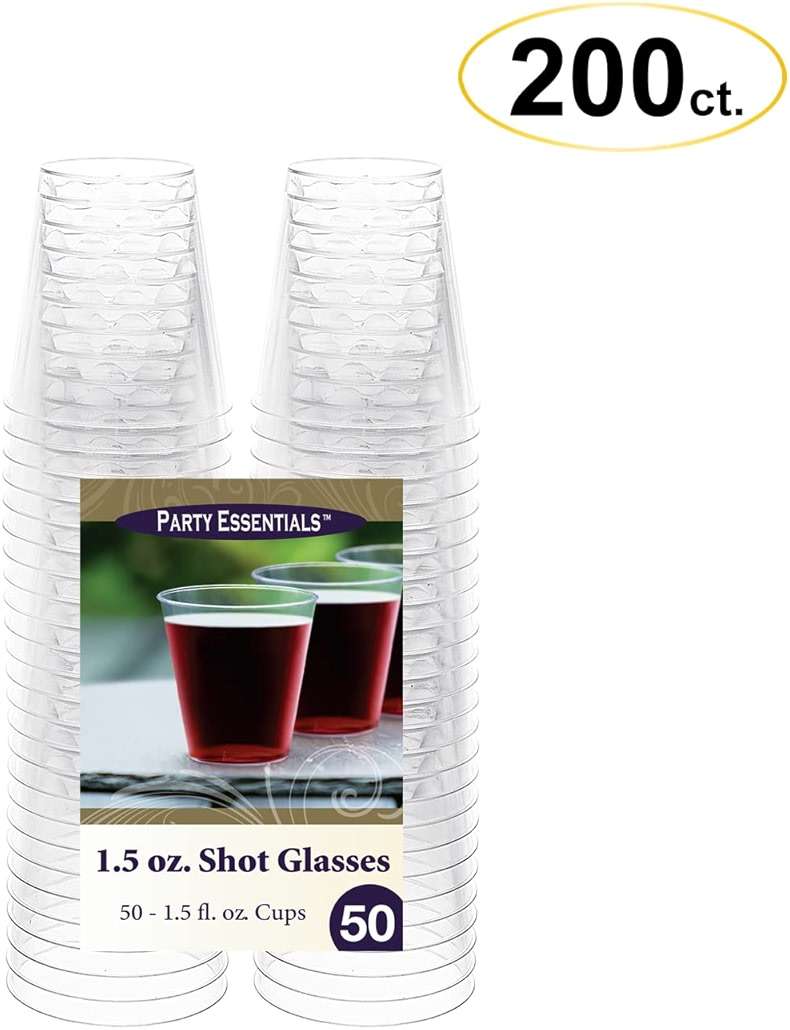 Party Essentials Disposable Hard Plastic Shot Shooter Glasses/Tasting Cups, 200-Count, 1.5-Ounce Clear - Image 4