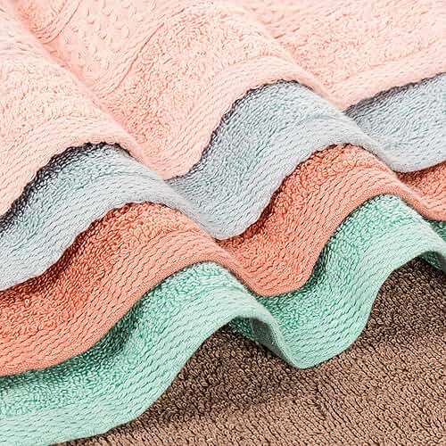 Chiicol Washcloths for Body and Face - Absorbent Bath Towels Bulk Set, 100% Cotton Hotel Towels for Bathroom . Durable,Soft Wash Rag (Multicolor, Pack of 12) - Image 5