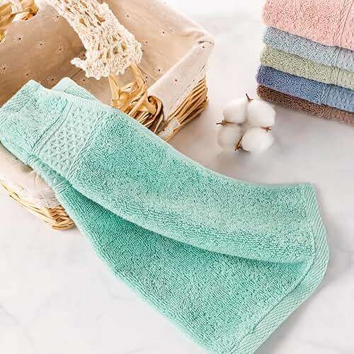 Chiicol Washcloths for Body and Face - Absorbent Bath Towels Bulk Set, 100% Cotton Hotel Towels for Bathroom . Durable,Soft Wash Rag (Multicolor, Pack of 12) - Image 7