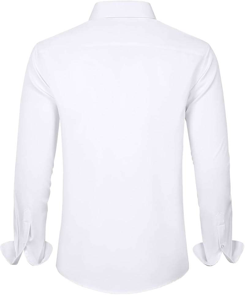 J.VER Men's Dress Shirts Solid Long Sleeve Stretch Wrinkle-Free Formal Shirt Business Casual Button Down Shirts - Image 3
