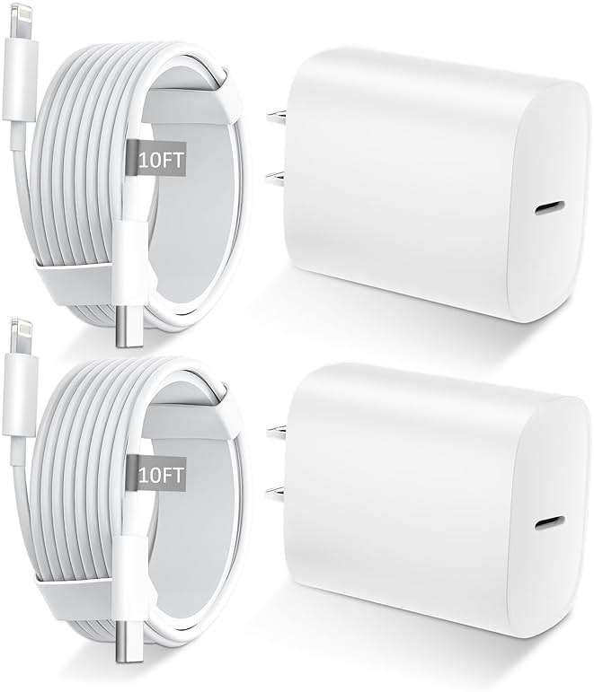 iPhone 14 13 12 11 Charger Fast Charging [MFi Certified],10FT Long Lightning Cable with 20W USB C Charger Block for iPhone 14/14 Pro Max/13/13 Pro Max/12/12 Pro Max/11/11Pro/XS/Max/XR/X,iPad,White - Image 1