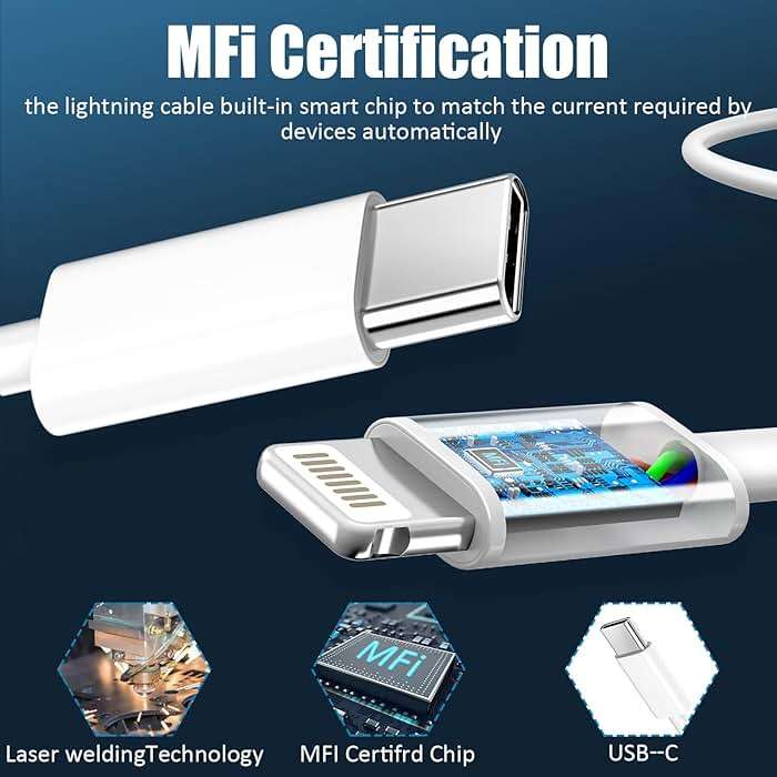 iPhone 14 13 12 11 Charger Fast Charging [MFi Certified],10FT Long Lightning Cable with 20W USB C Charger Block for iPhone 14/14 Pro Max/13/13 Pro Max/12/12 Pro Max/11/11Pro/XS/Max/XR/X,iPad,White - Image 4
