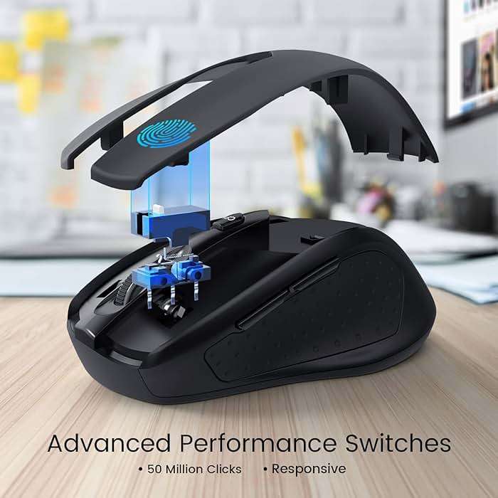 HOTWEEMS Wireless Mouse, D-09 Computer Mouse USB Cordless Mice for Laptop, Ergo Grips, Lightspeed 5-Level 2400 DPI, 16 Months Battery, Portable for PC Mac Chromebook (Black) - Image 4