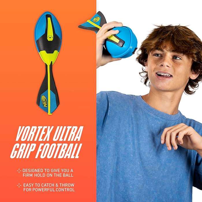 Nerf Vortex Ultra Grip Football, Designed for Easy Catching, Howling Whistle Sound, Distance-Optimizing Tail, Water-Resistant, All-Weather Play - Image 3