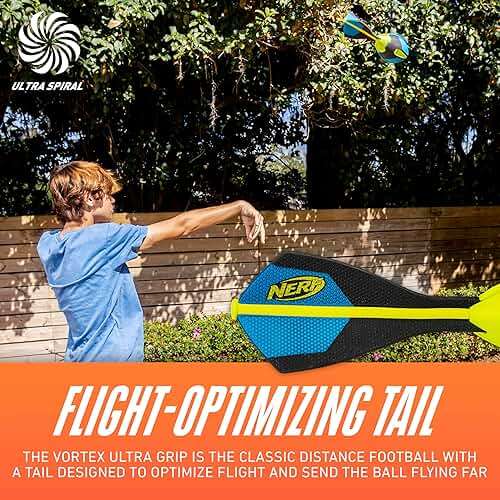 Nerf Vortex Ultra Grip Football, Designed for Easy Catching, Howling Whistle Sound, Distance-Optimizing Tail, Water-Resistant, All-Weather Play - Image 4
