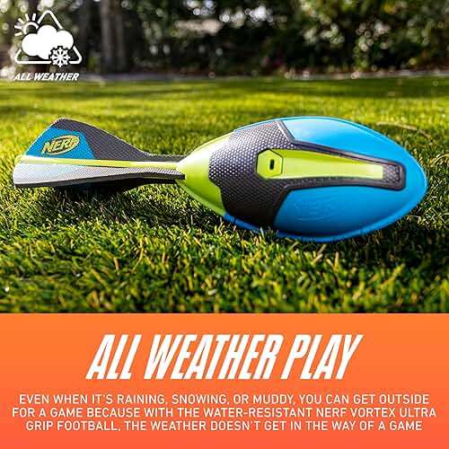Nerf Vortex Ultra Grip Football, Designed for Easy Catching, Howling Whistle Sound, Distance-Optimizing Tail, Water-Resistant, All-Weather Play - Image 6