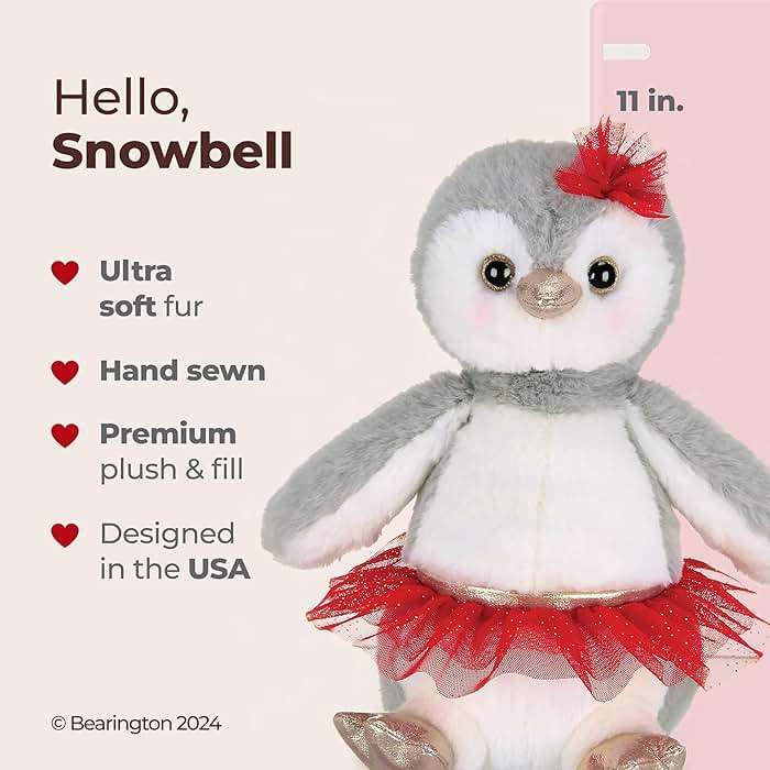Bearington Collection Ballerina Stuffed Animal - Ballet Doll - Dance Recital Gifts for Girls - Penguin Snowbell - 11" - Image 2