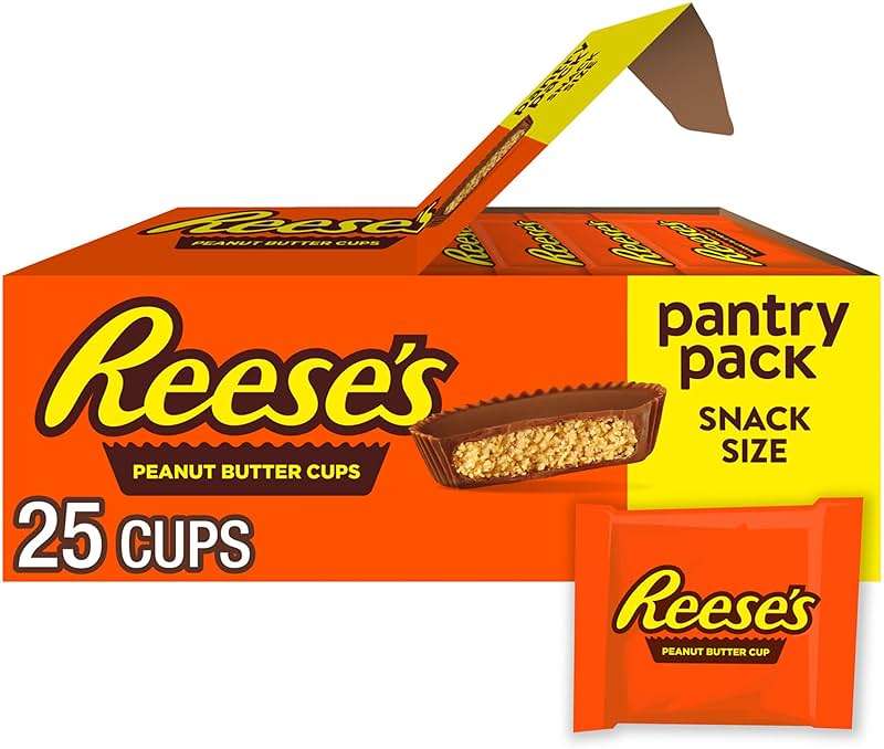 REESE'S Milk Chocolate Snack Size Peanut Butter Cups, Candy Pantry Pack, 13.75 oz (25 Pieces) - Image 1
