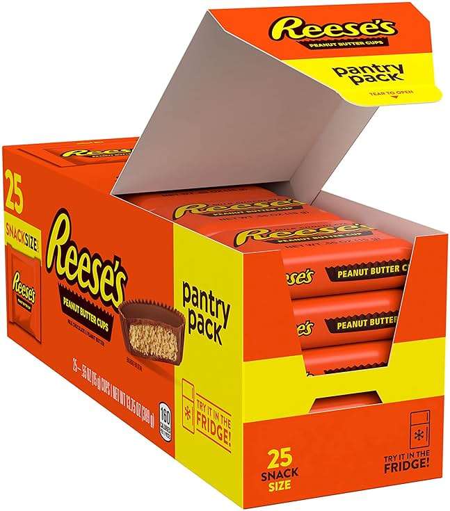 REESE'S Milk Chocolate Snack Size Peanut Butter Cups, Candy Pantry Pack, 13.75 oz (25 Pieces) - Image 2