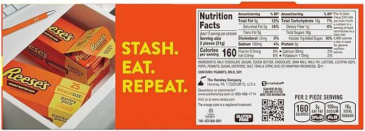 REESE'S Milk Chocolate Snack Size Peanut Butter Cups, Candy Pantry Pack, 13.75 oz (25 Pieces) - Image 7